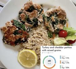 Turkey and cheddar patties with mixed grains recipe